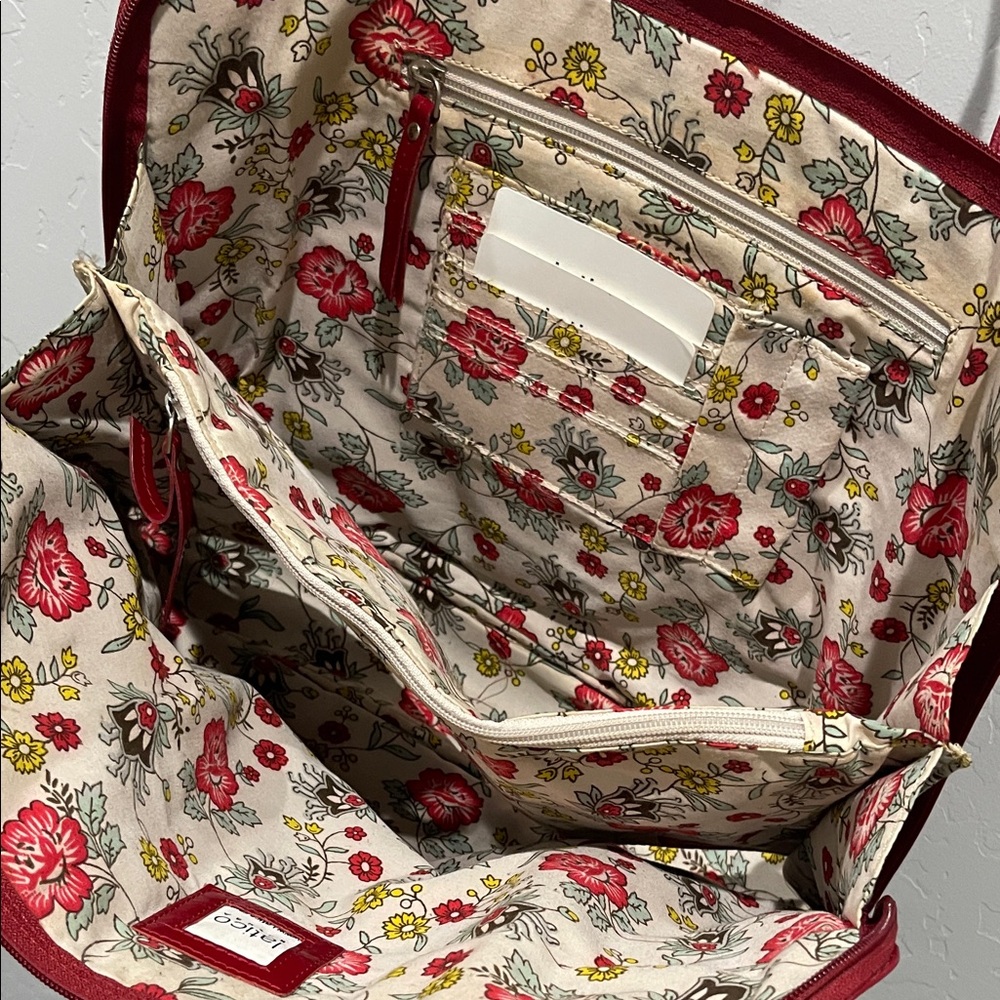 ILatico Red Leather Shopper Tote Bagss 16 x 12 - Picture 6 of 7